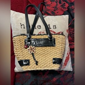 Brighton Black and Tan Woven Tote